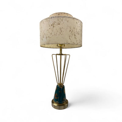 Teal and Gold Rocket Lamp with Custom Handmade Shade