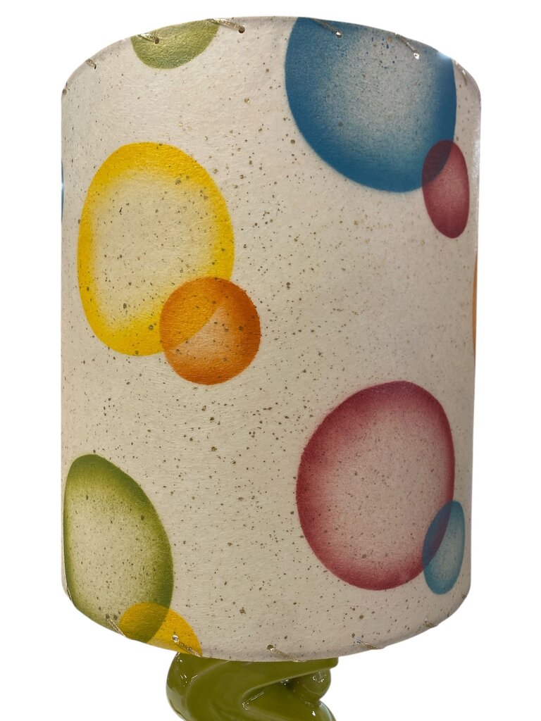 Large Chartreuse Zig Zag Ceramic Lamp with Custom Handmade Shade