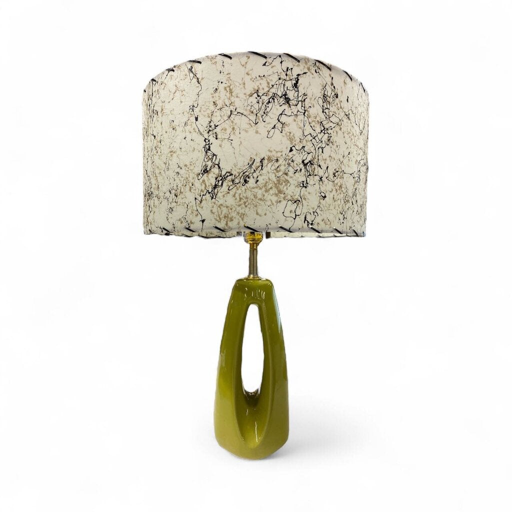 Chartreuse Ceramic Yoni Lamp with Custom Handmade Shade