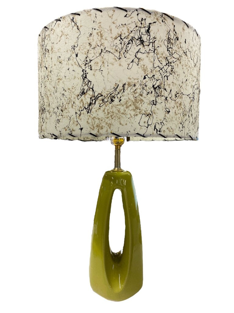 Chartreuse Ceramic Yoni Lamp with Custom Handmade Shade