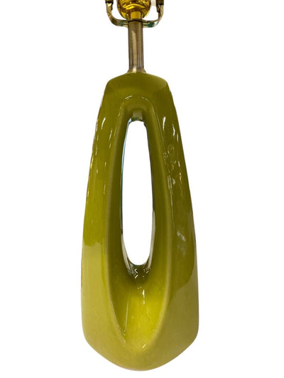 Chartreuse Ceramic Yoni Lamp with Custom Handmade Shade