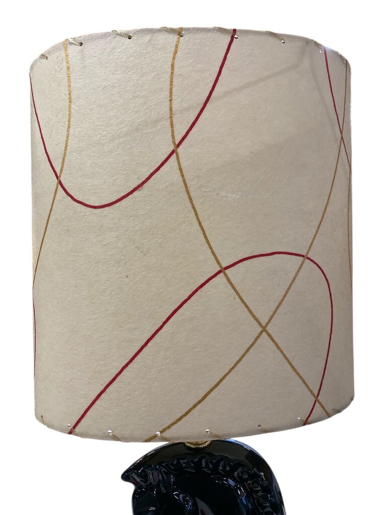 Teal Ceramic Horsehead Lamp with Custom Handmade Shade