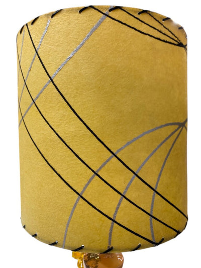 Peach and Gold Ceramic Fountain Lamp with Custom Handmade Shade