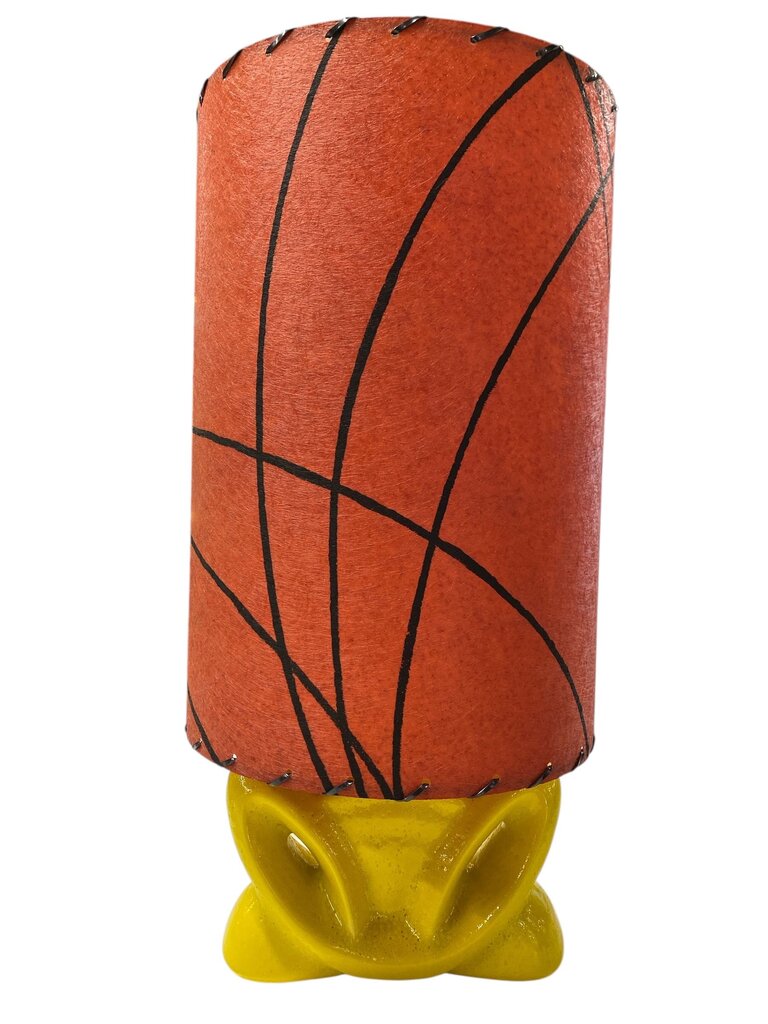 Yellow Ceramic Butterfly Lamp with Custom Handmade Shade