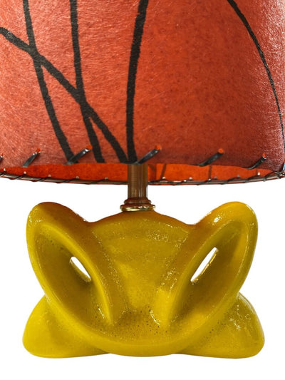 Yellow Ceramic Butterfly Lamp with Custom Handmade Shade