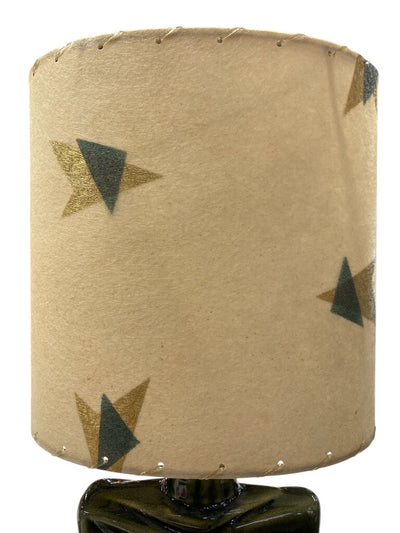 Asymmetric Double Ball Blue/Green Ceramic Lamp with Custom Handmade Shade