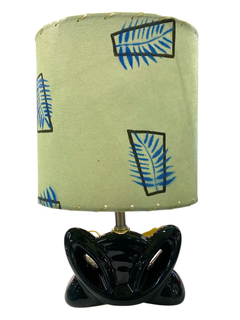 Teal Ceramic Butterfly Lamp with Custom Handmade Shade