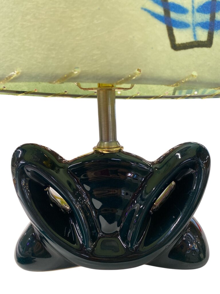 Teal Ceramic Butterfly Lamp with Custom Handmade Shade