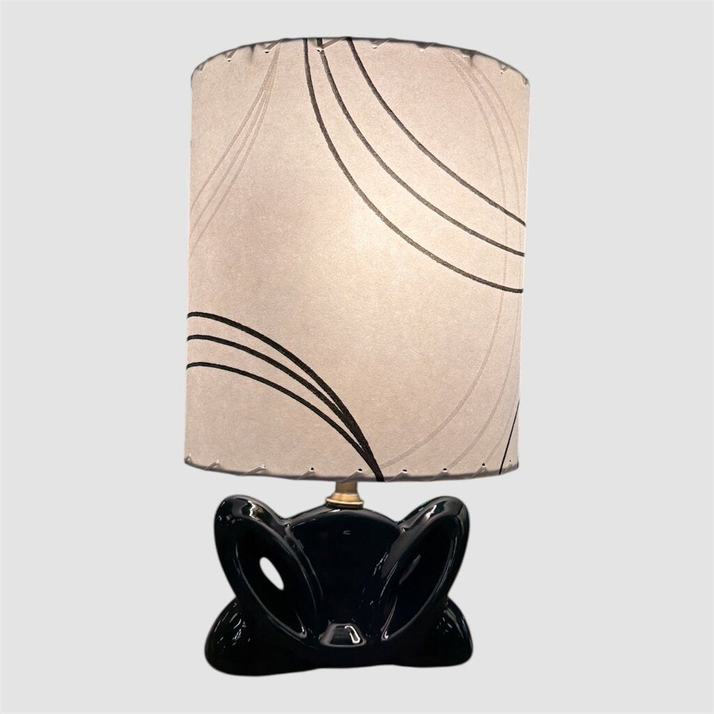 Teal Ceramic Butterfly Lamp with Custom Handmade Shade
