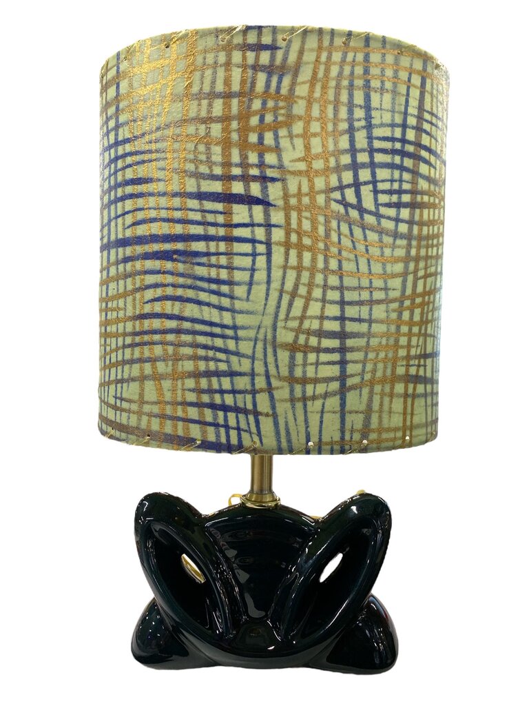 Teal Ceramic Butterfly Lamp with Custom Handmade Shade