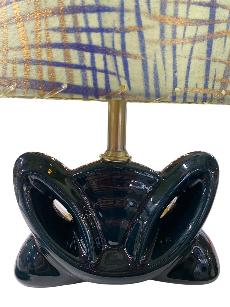 Teal Ceramic Butterfly Lamp with Custom Handmade Shade