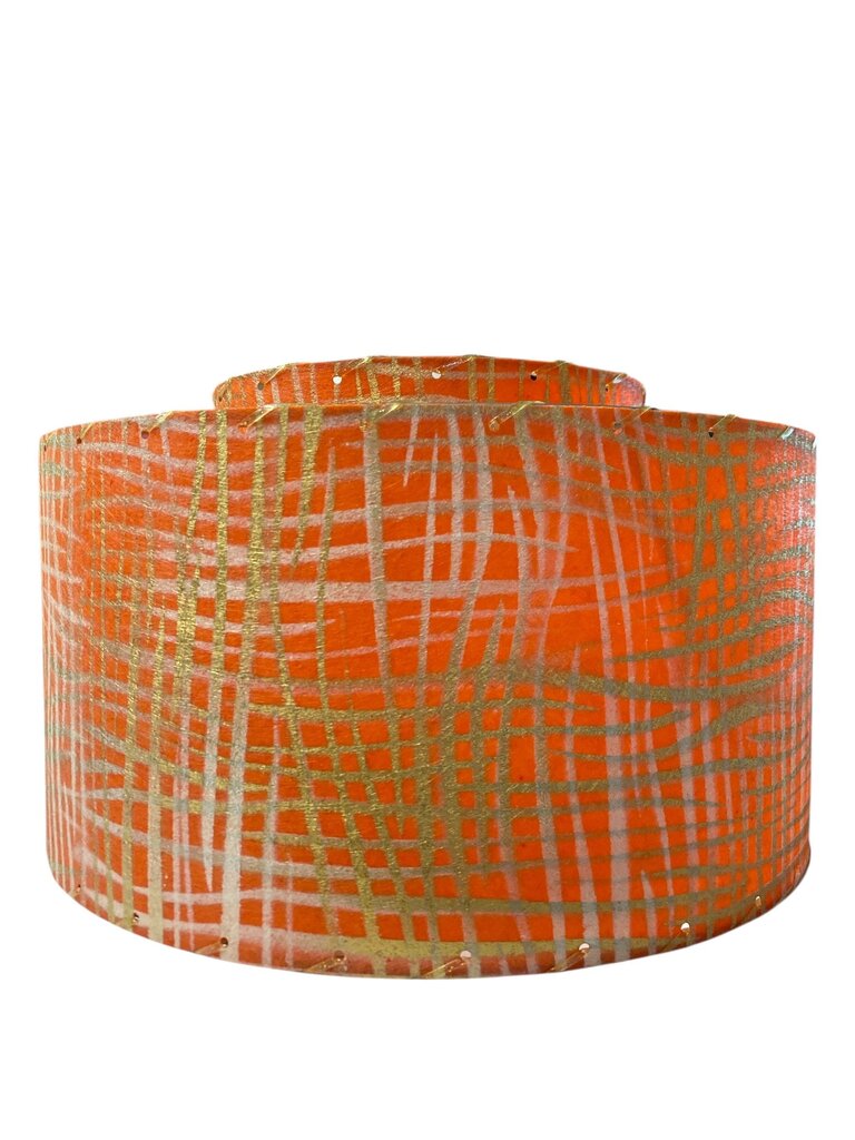 12" Hand Made 2-Tier Orange Grasscloth Shade