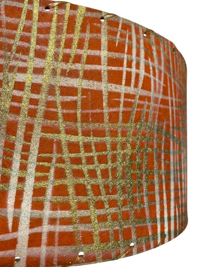 12" Hand Made 2-Tier Orange Grasscloth Shade