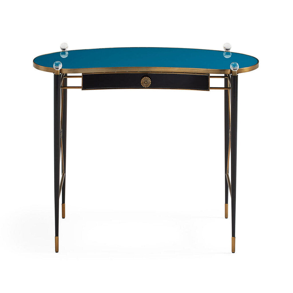 Rider Writing Desk by Jonathan Adler w/ Rider Chair in Peacock (Set of 2)