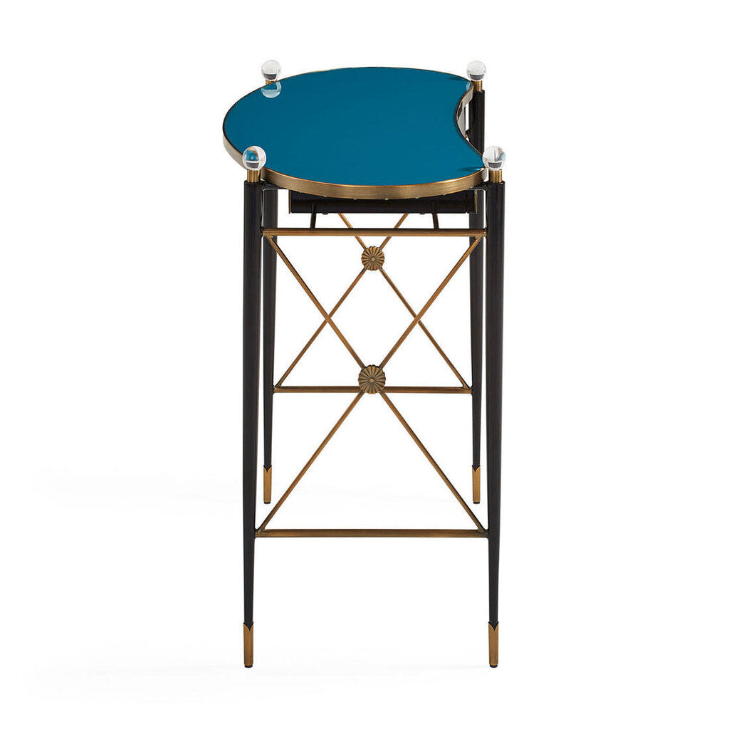 Rider Writing Desk by Jonathan Adler w/ Rider Chair in Peacock (Set of 2)