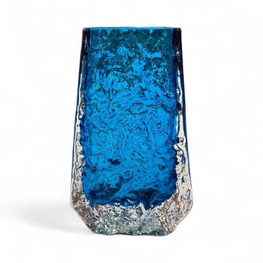 70's Blue Coffin Glass Vase by Geoffrey Baxter for Whitefriars