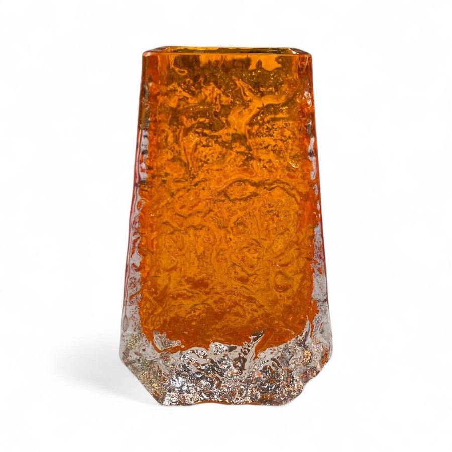 70's Orange Coffin Glass Vase by Geoffrey Baxter for Whitefriars