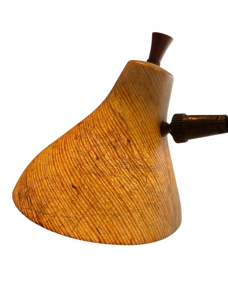 Mid Century Tension Pole Lamp w/ 3 Fiberglass Shade Lights