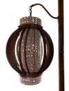 Mid Century Tension Pole Lamp w/ 2 Sculpted and Perforated Metal Lights