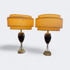 Vintage Pair of Atomic Black Ceramic Table Lamps