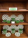 Mid Century Roylal China Green Plaid Dining & Coffee Set of 67