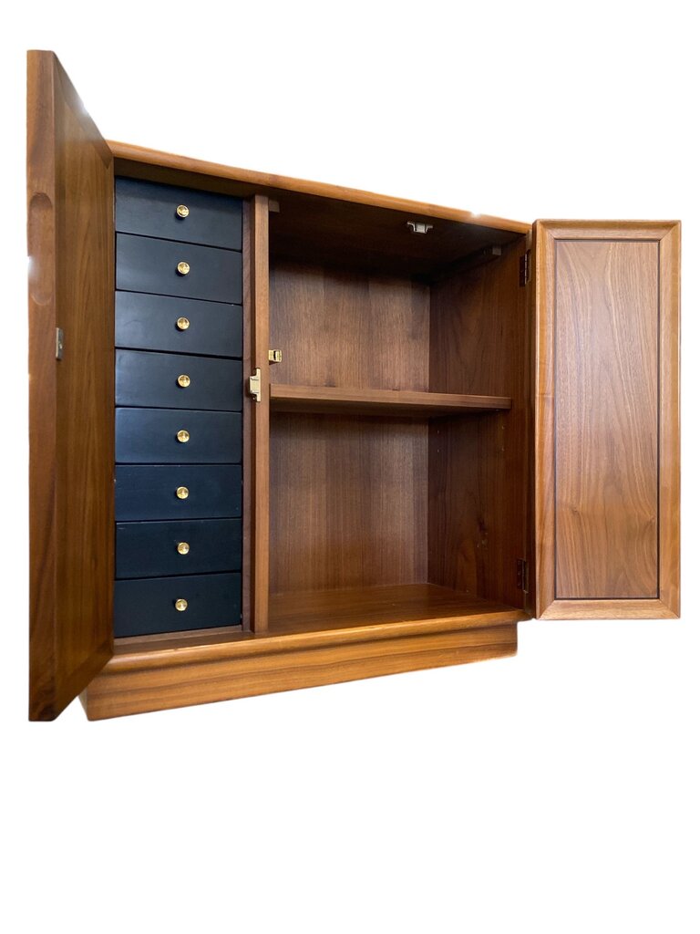 Drexel Walnut Declaration Entry Chest/Console with Hidden Set of Drawers - SUPER NICE