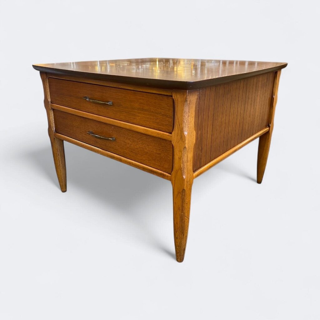 Lane Walnut Mid Century Table with Burl Insets (companion table also available in store)