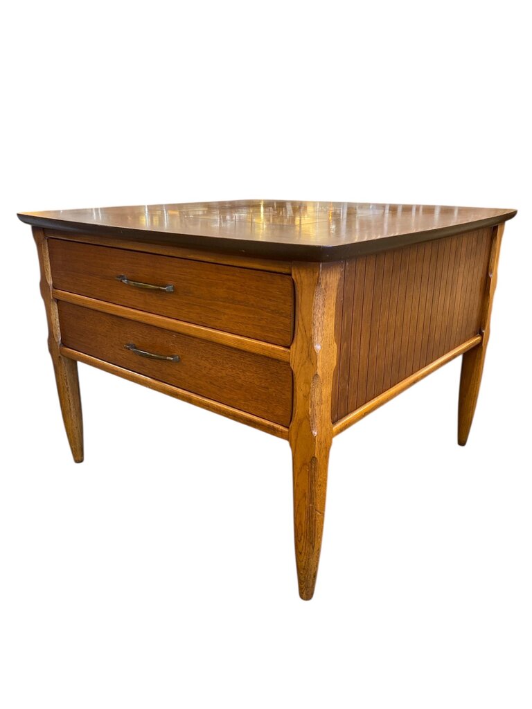 Lane Walnut Mid Century Table with Burl Insets (companion table also available in store)