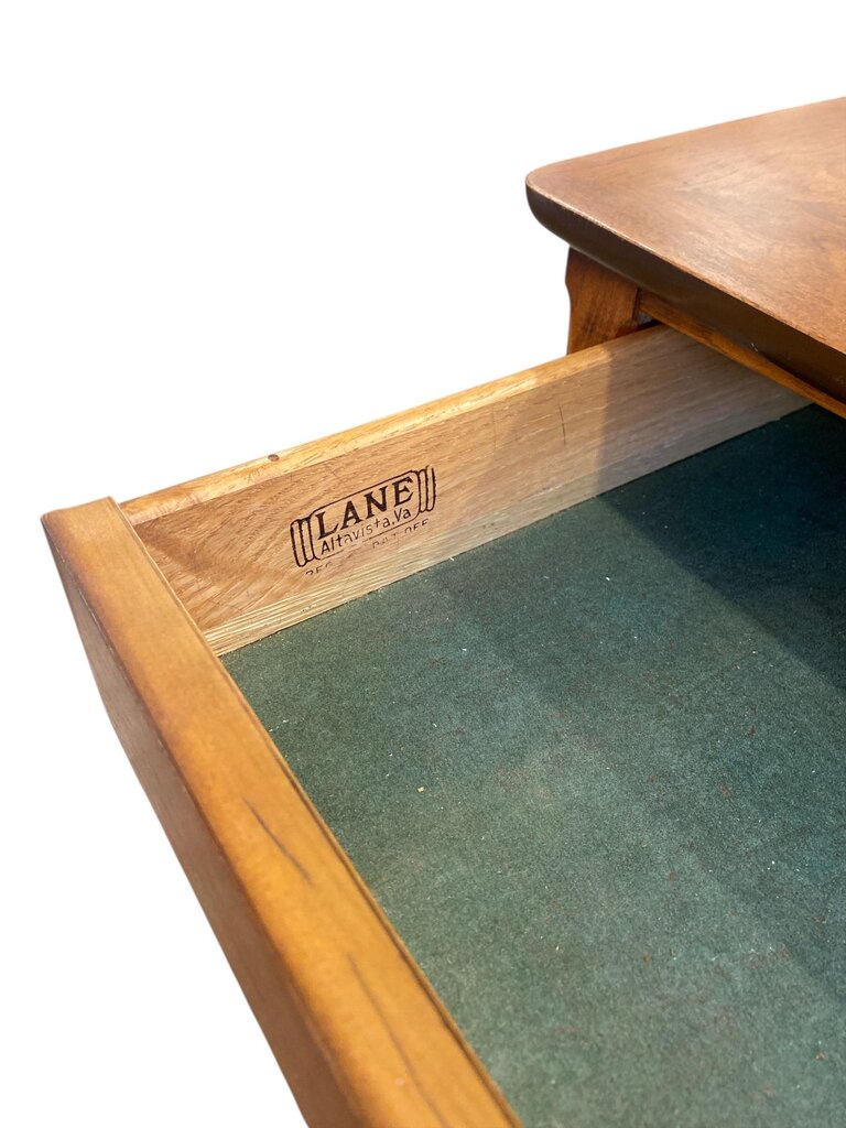 Lane Walnut Mid Century Table with Burl Insets (companion table also available in store)