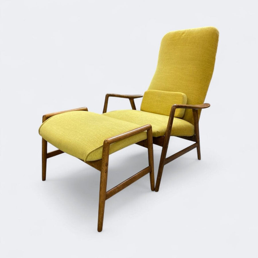 Vintage Alf Svenson Dux Lounge Chair and Footstool in Yellow