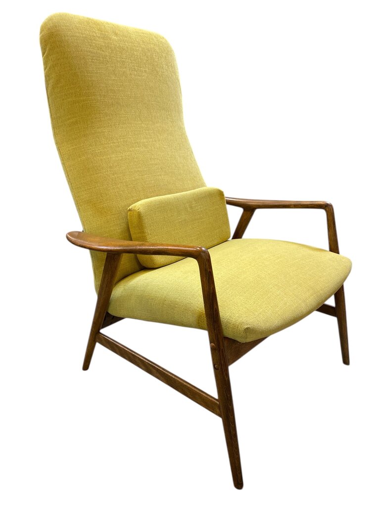 Vintage Alf Svenson Dux Lounge Chair and Footstool in Yellow