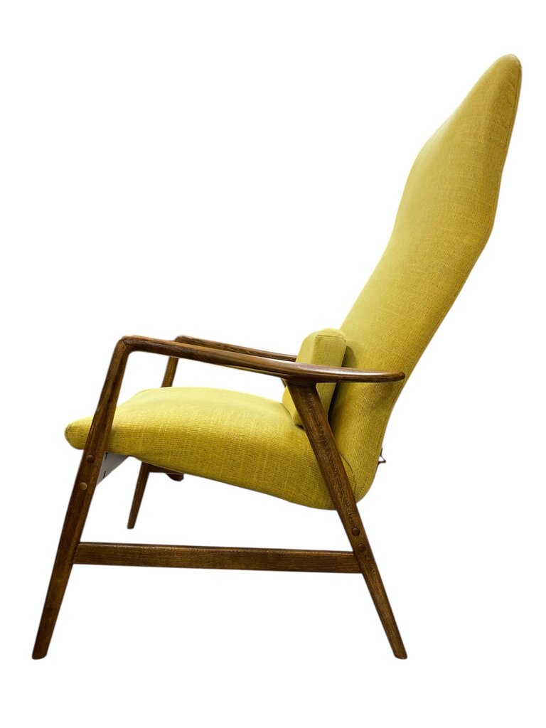 Vintage Alf Svenson Dux Lounge Chair and Footstool in Yellow