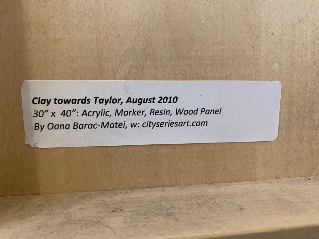 San Francisco Sketch Original Architectural Drawing on Wood,Resin byOana Barac-Marker