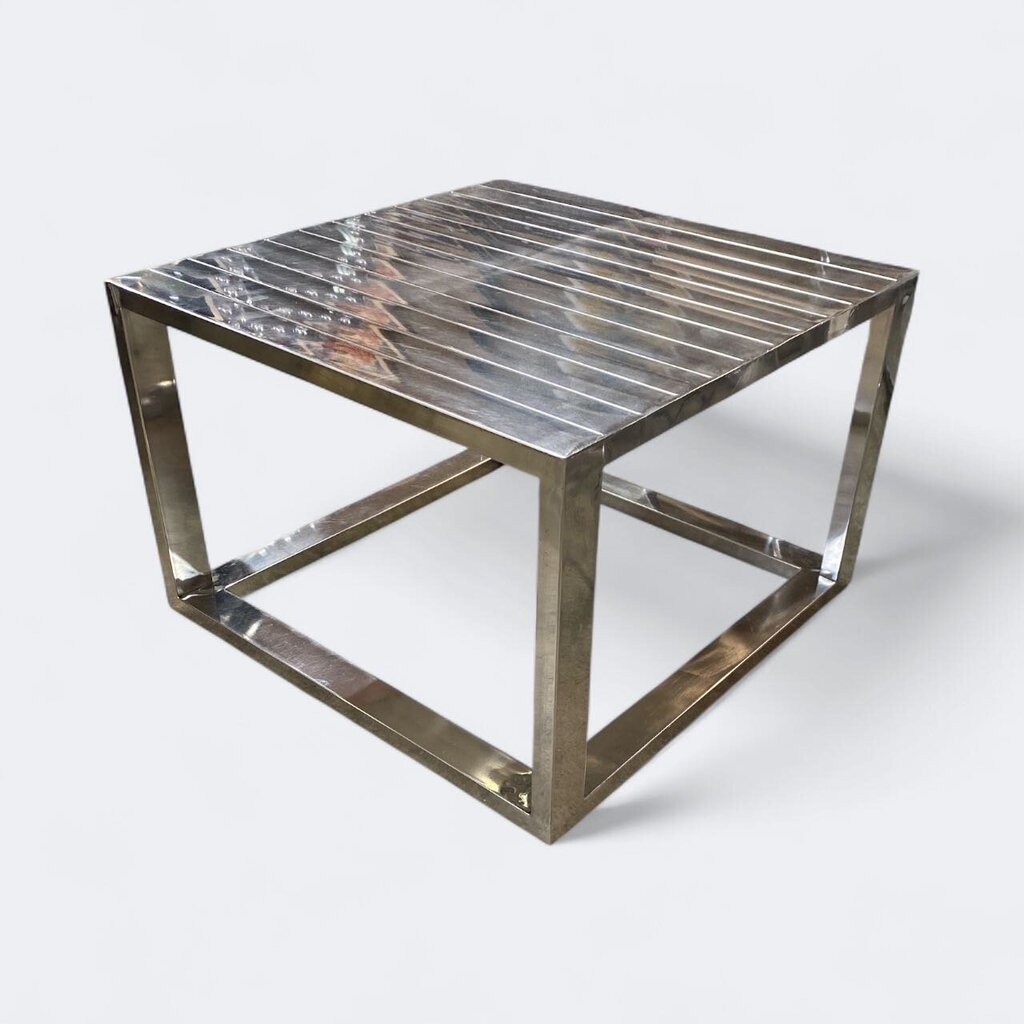 Mid Century Silver Cube Side Table