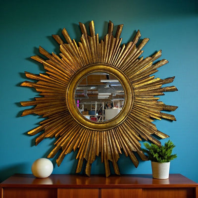 Hollywood Regency Gilt Starburst Mirror