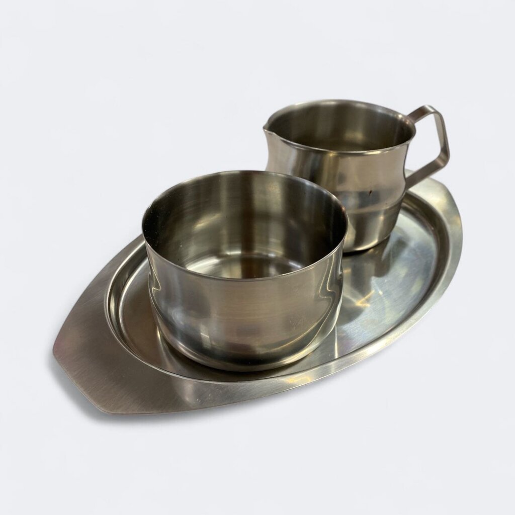 Danish Modern Stainless Steel Cream and Sugar
