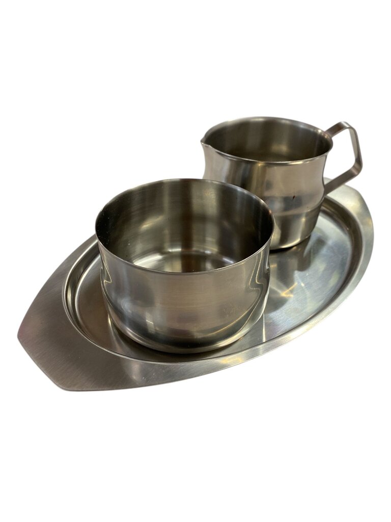 Danish Modern Stainless Steel Cream and Sugar