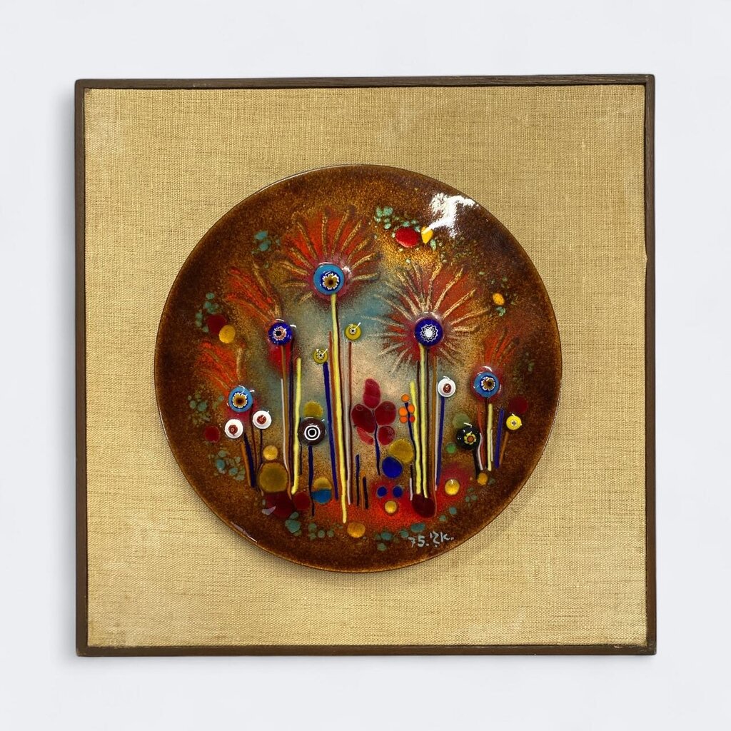 Danish Modern Mid Century Enamel over Copper Artwork