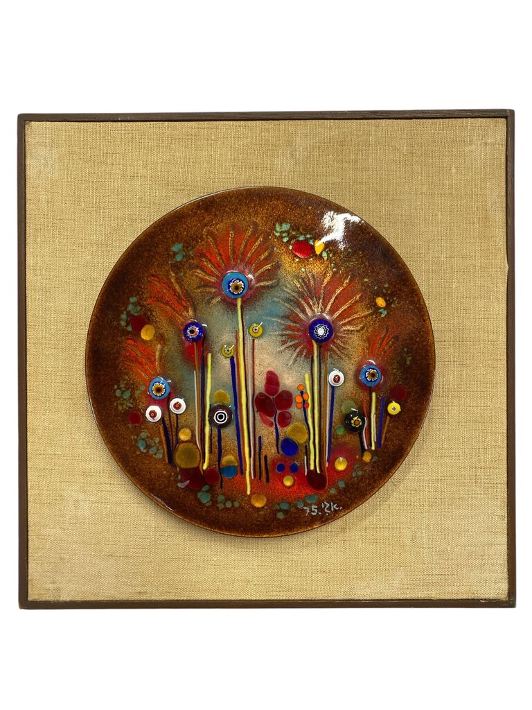 Danish Modern Mid Century Enamel over Copper Artwork