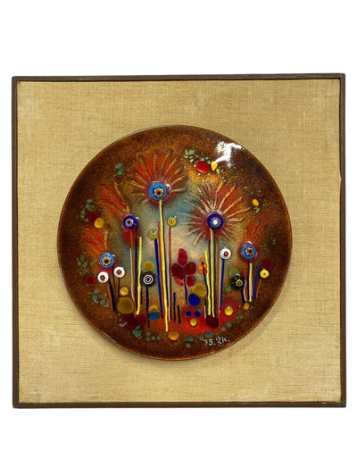 Danish Modern Mid Century Enamel over Copper Artwork