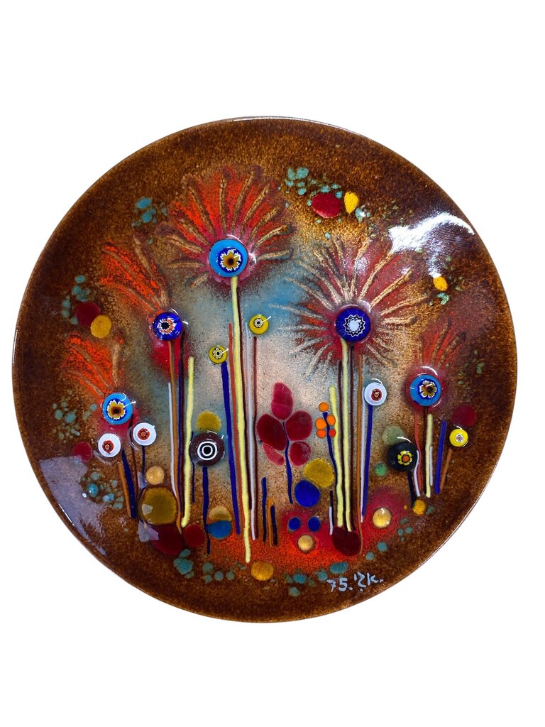 Danish Modern Mid Century Enamel over Copper Artwork