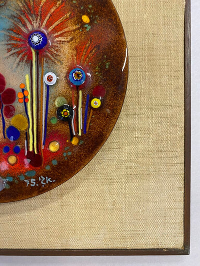 Danish Modern Mid Century Enamel over Copper Artwork