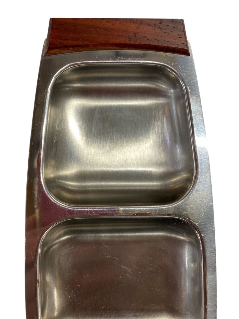 Danish Modern Mid Century Rosewood and Stainless Condiment Tray