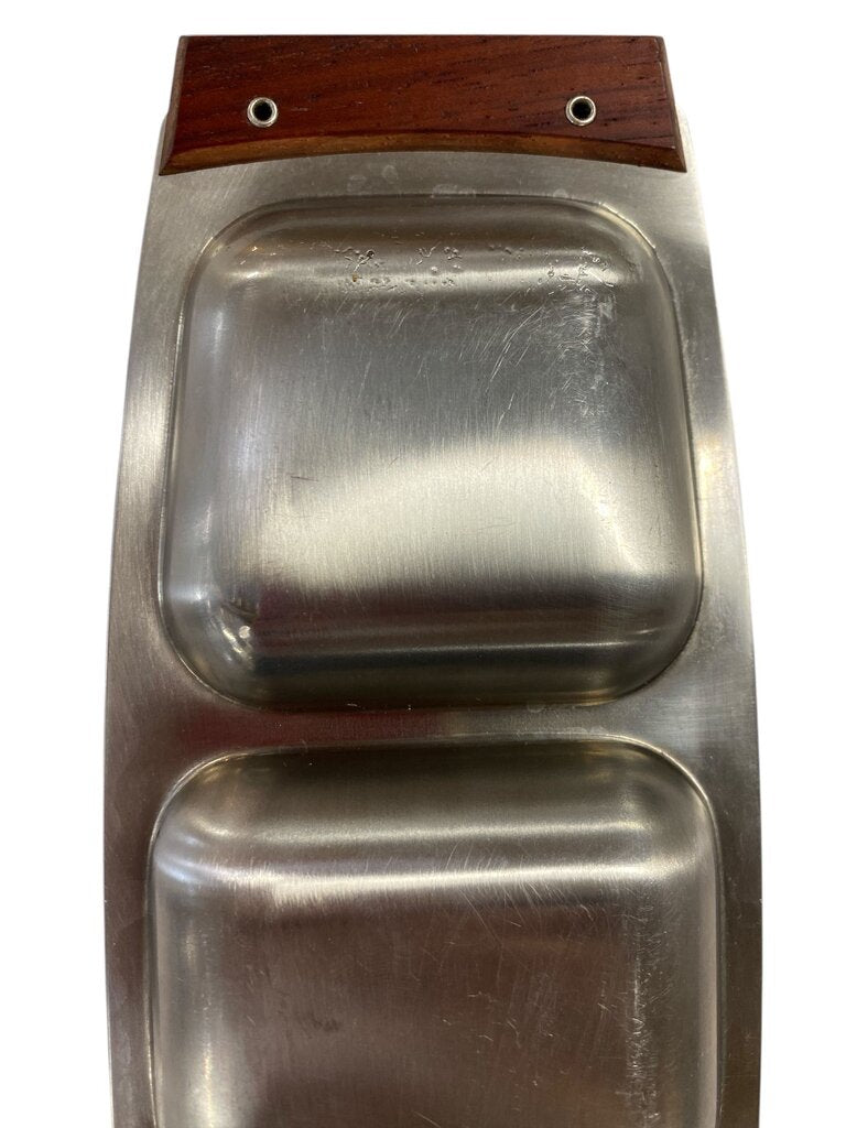 Danish Modern Mid Century Rosewood and Stainless Condiment Tray