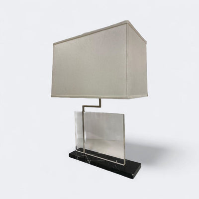 PAIR Monumental Bauhaus Moderne Style Lucite and Marble Lamps (Set of 2)