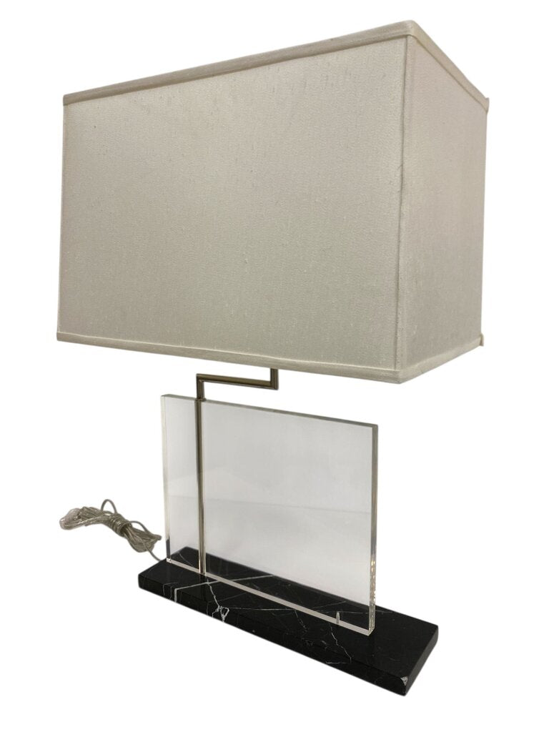 PAIR Monumental Bauhaus Moderne Style Lucite and Marble Lamps (Set of 2)