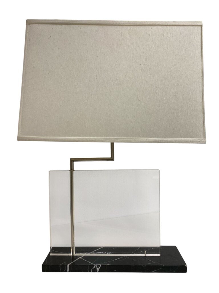 PAIR Monumental Bauhaus Moderne Style Lucite and Marble Lamps (Set of 2)