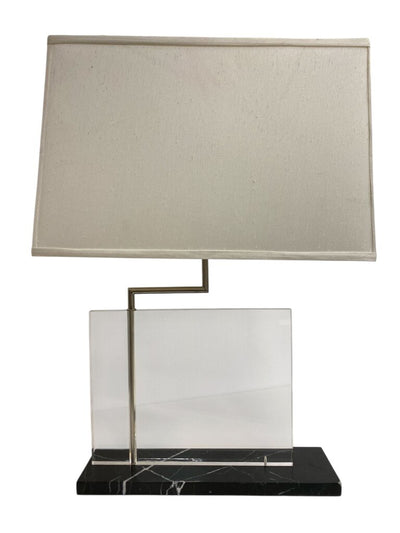 PAIR Monumental Bauhaus Moderne Style Lucite and Marble Lamps (Set of 2)