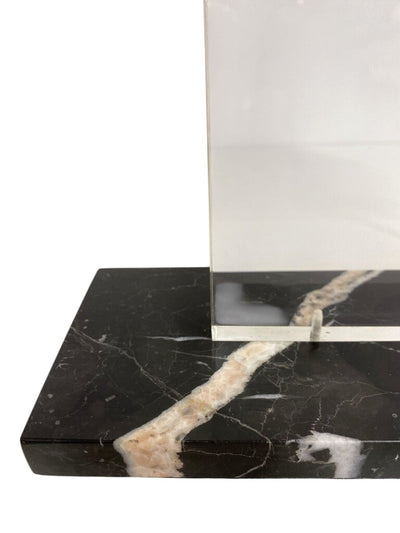 PAIR Monumental Bauhaus Moderne Style Lucite and Marble Lamps (Set of 2)