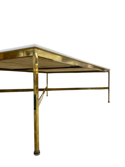 Mid Century Paul McCobb Calvin Coffee Table in Brass with Original Vitrolite Glass Top - Fabulous